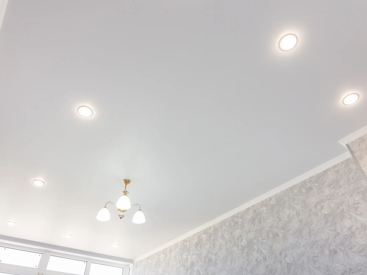 Ceiling painting in Barnstaple - white stretch ceiling painted by Barnstaple Decorators