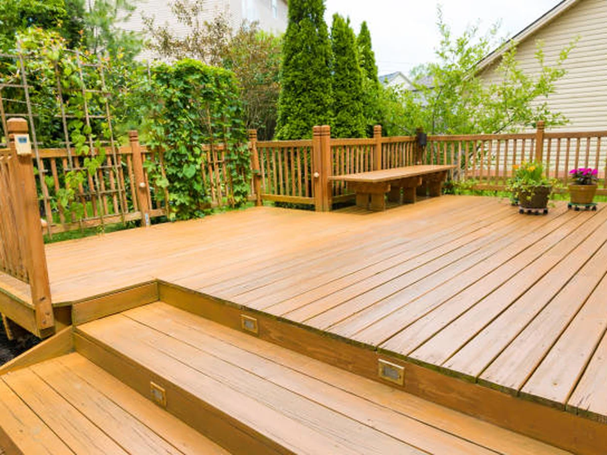 Deck painting in Barnstaple - wooden garden deck painted by Barnstaple Decorators