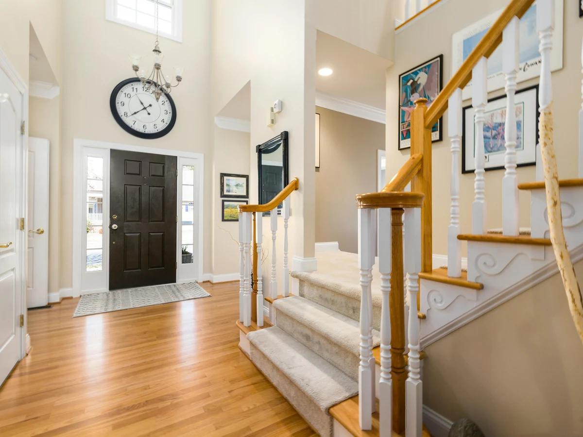 Traditional hallway staircase spindle painting in Barnstaple period property